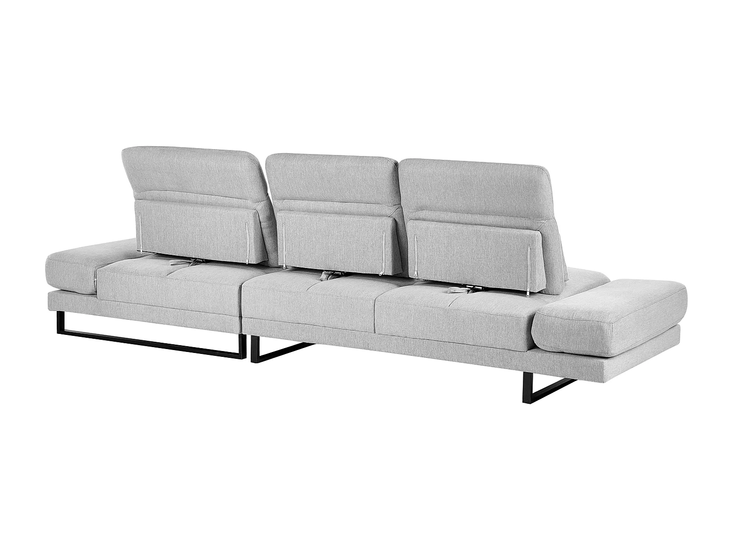 Canapé d'Angle à Droite en Tissu Rembourré Pieds en Acier Accoudoirs et Dossier Réglables Meuble de Salon Gris Clair Ikast