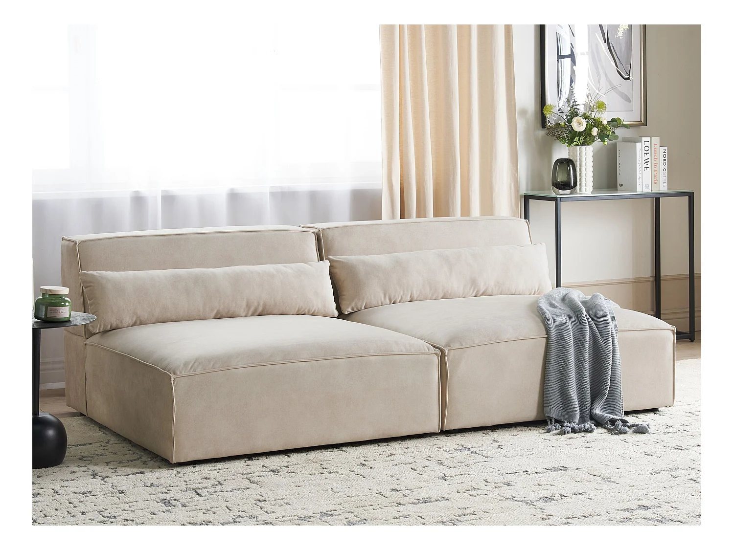 Divano modulare HELLNAR Velluto Beige chiaro 2 posti