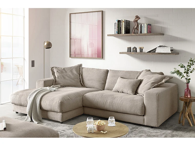 Ecksofa - Taupe Cord - MADELINE