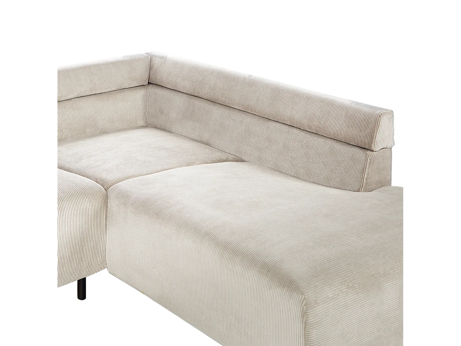 Canapé d'Angle à Gauche Moderne en Velours Côtelé Coussins en Tissu Pieds en Métal Beige Lunner