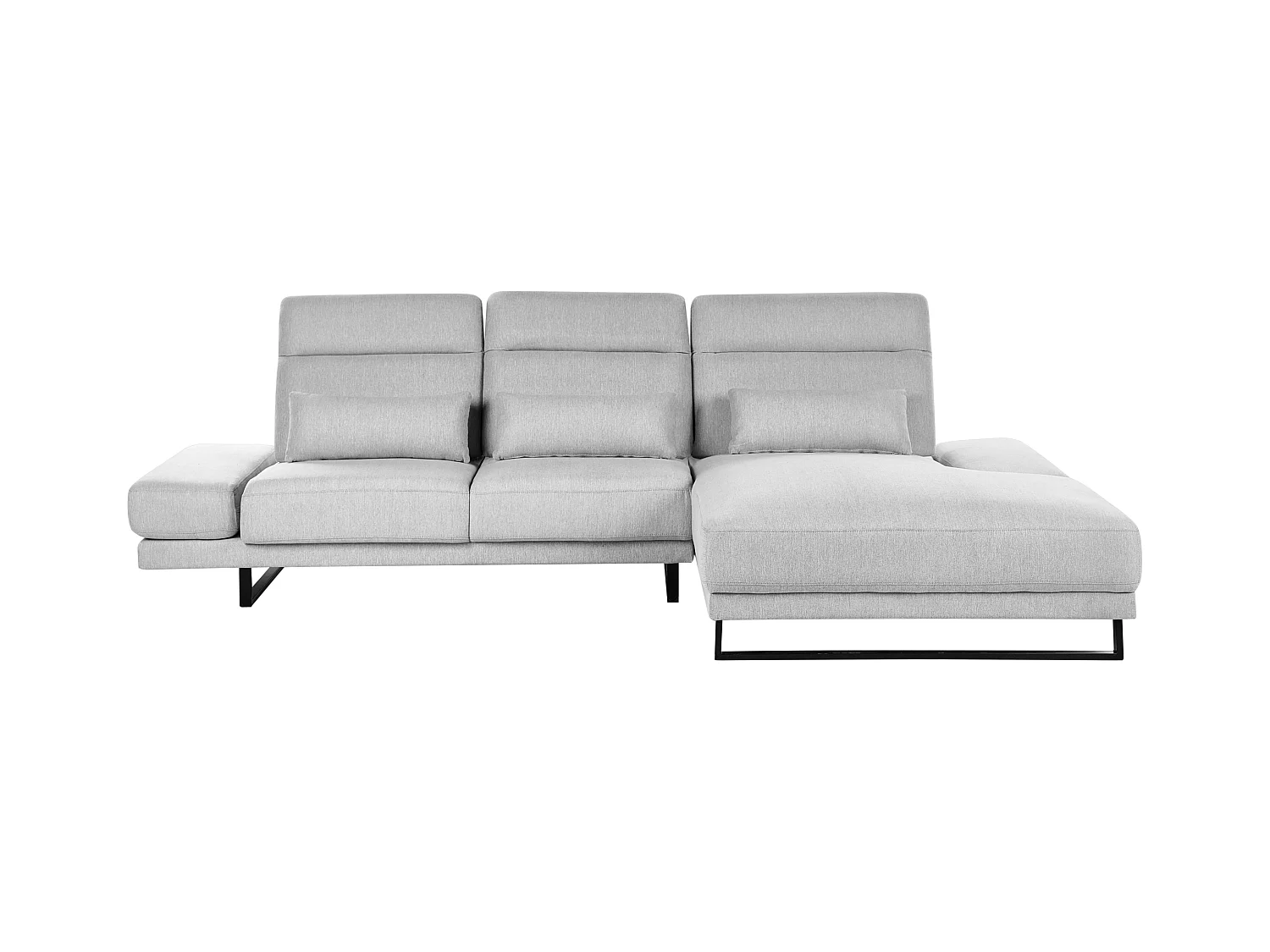 Canapé d'Angle à droite en Tissu Rembourré Pieds en Acier Accoudoirs et Dossier Réglables Meuble de Salon Gris Clair Ikast