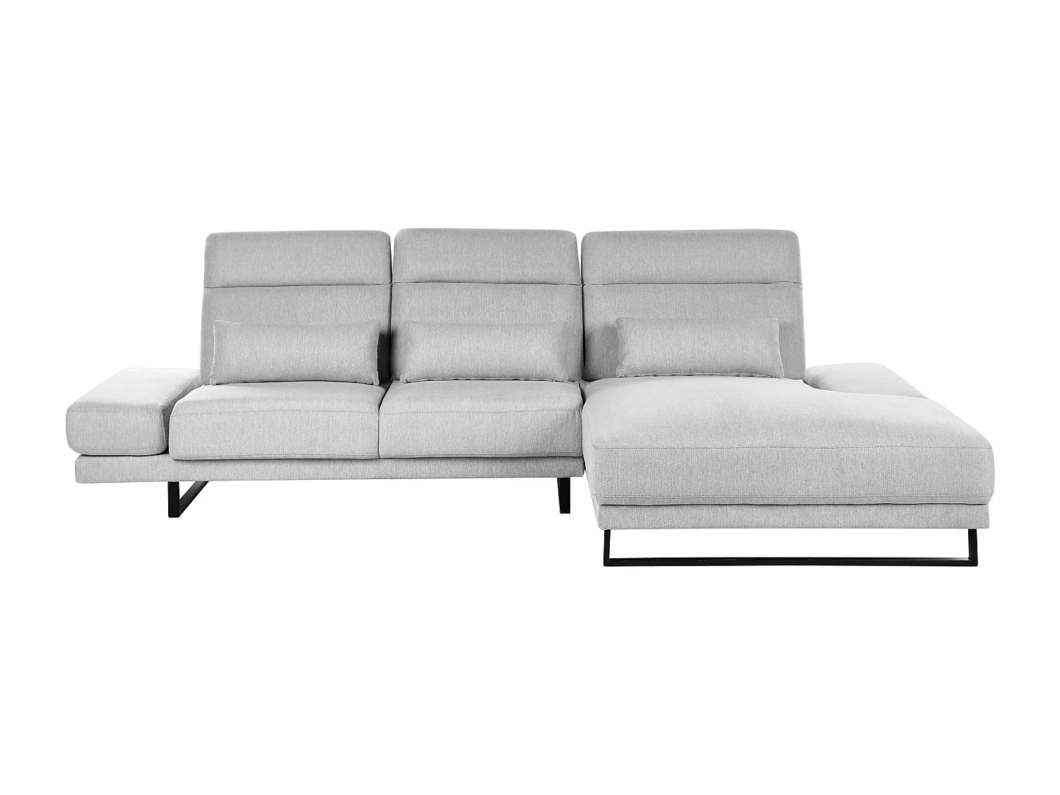 Canapé d'Angle à Gauche en Tissu Rembourré Pieds en Acier Accoudoirs et Dossier Réglables Meuble de Salon Gris Clair Ikast