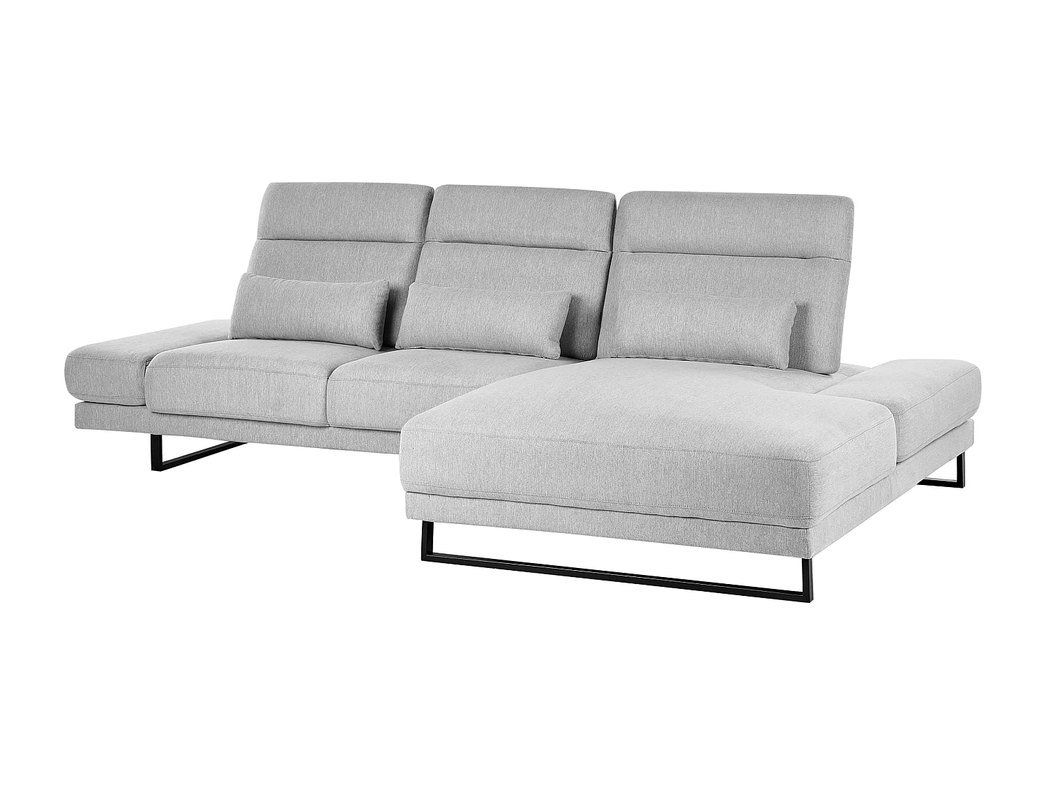 Canapé d'Angle à Gauche en Tissu Rembourré Pieds en Acier Accoudoirs et Dossier Réglables Meuble de Salon Gris Clair Ikast