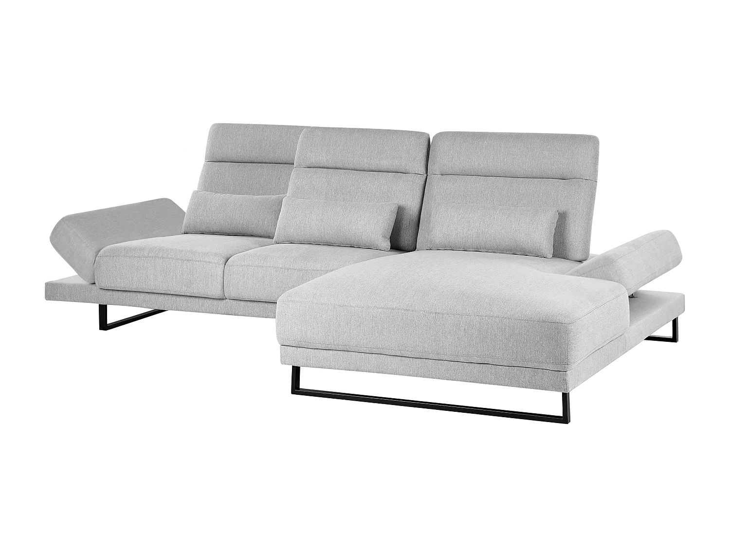 Canapé d'Angle à Gauche en Tissu Rembourré Pieds en Acier Accoudoirs et Dossier Réglables Meuble de Salon Gris Clair Ikast