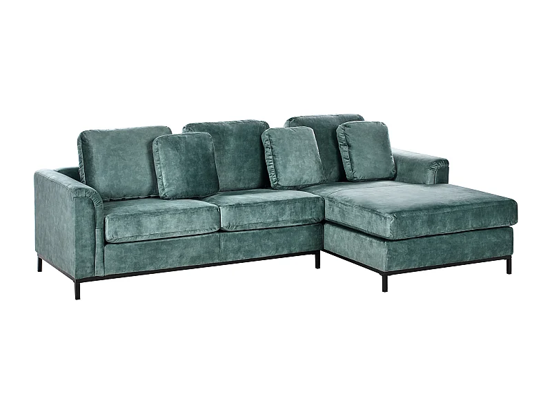 Canapé d'Angle à droite Moderne en Velours Hydrofuge Pieds en Acier Bleu Sarcelle Oslo