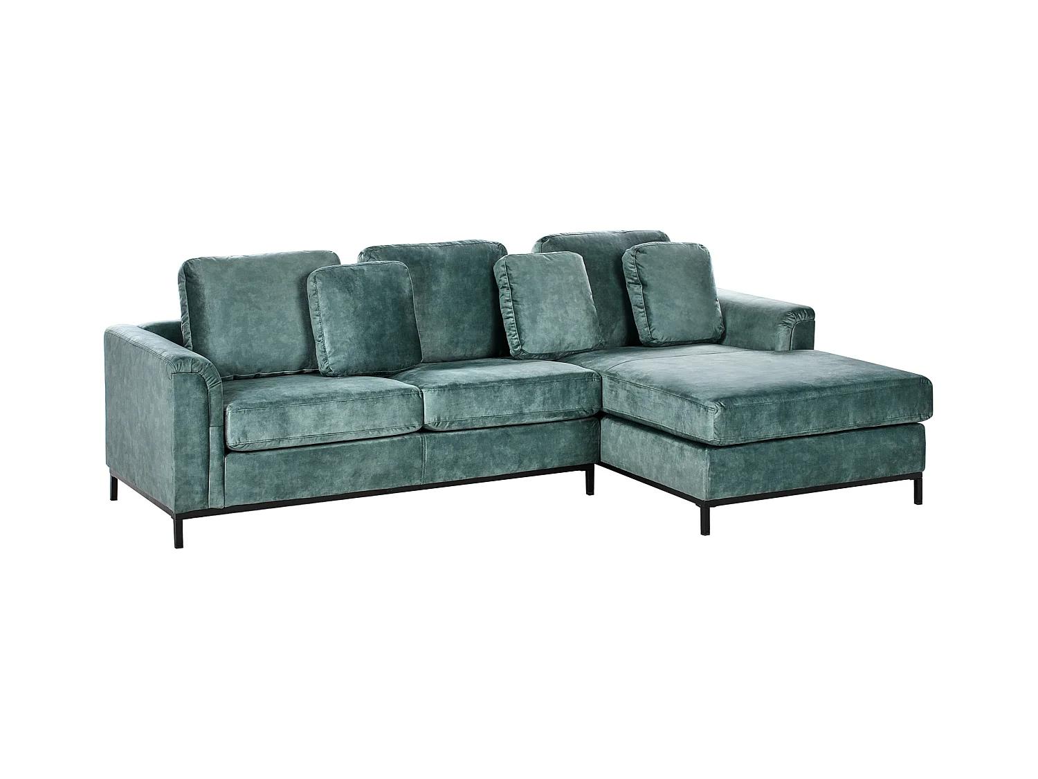 Canapé d'Angle à droite Moderne en Velours Hydrofuge Pieds en Acier Bleu Sarcelle Oslo