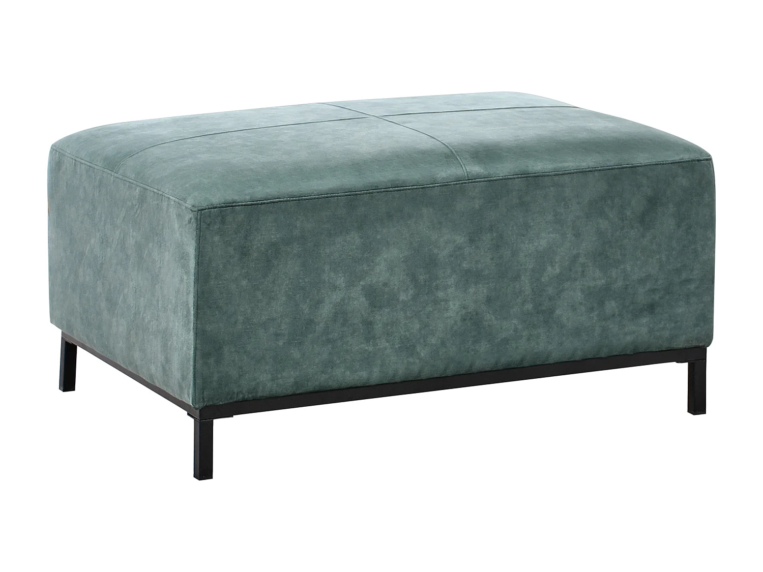 4-Sitzer Ecksofa Samt blaugrün links mit Ottomane modern Edelstahlfüße Oslo