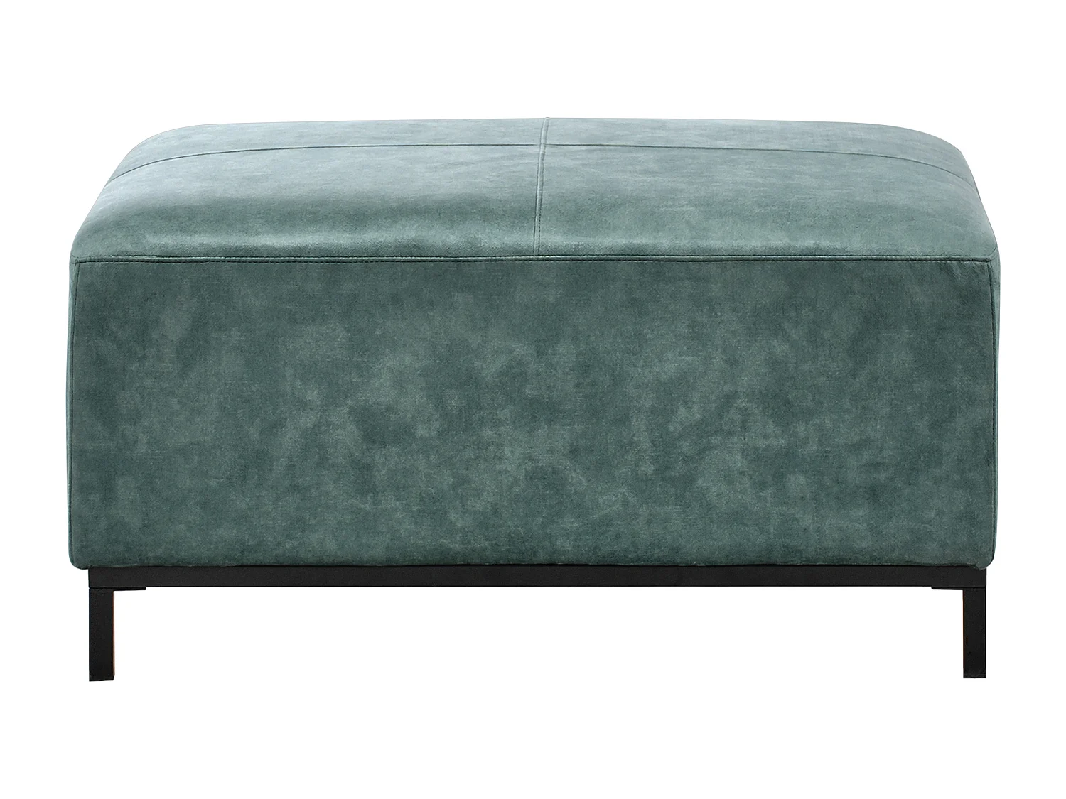 4-Sitzer Ecksofa Samt blaugrün links mit Ottomane modern Edelstahlfüße Oslo