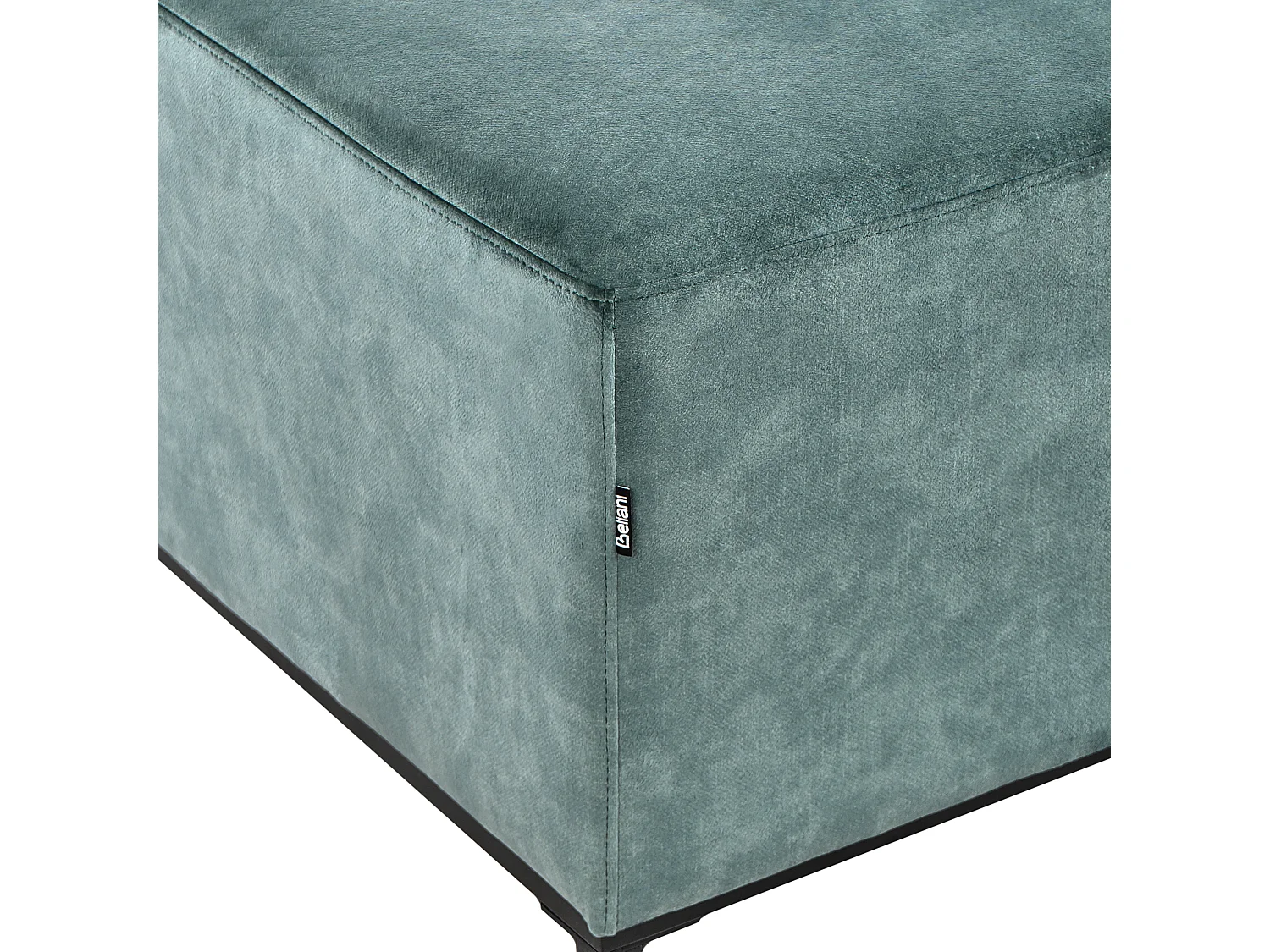 4-Sitzer Ecksofa Samt blaugrün links mit Ottomane modern Edelstahlfüße Oslo