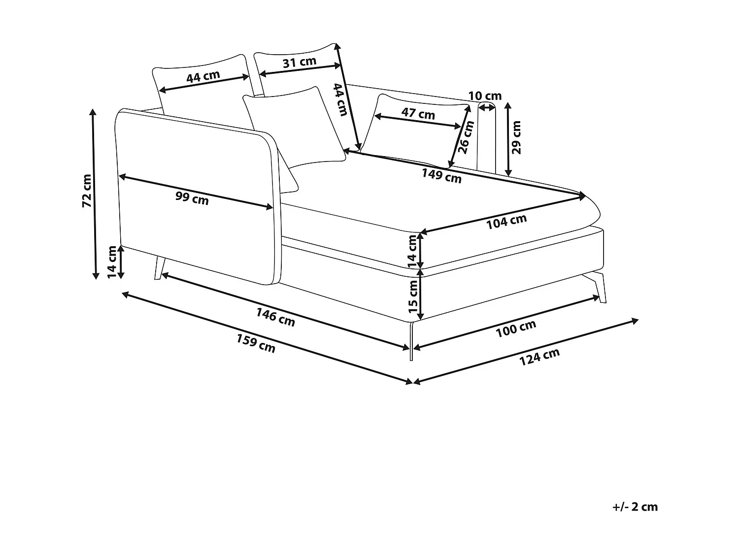 Chaise longue CHARMES Tissu Vert
