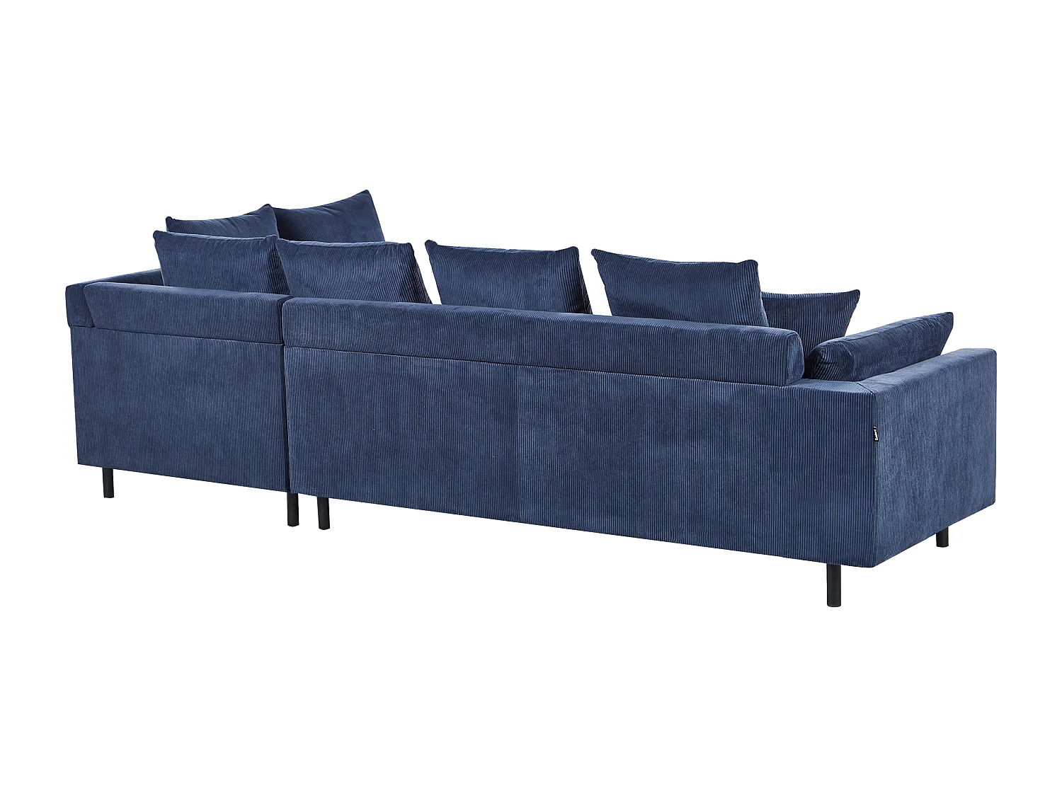 Canapé d'Angle à droite Moderne en Velours Côtelé Coussins en Tissu Pieds en Métal Bleu Lunner