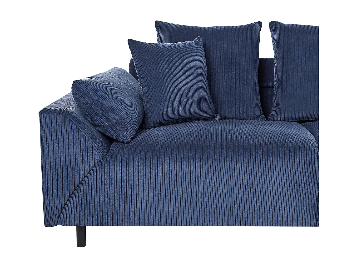 Canapé d'Angle à droite Moderne en Velours Côtelé Coussins en Tissu Pieds en Métal Bleu Lunner