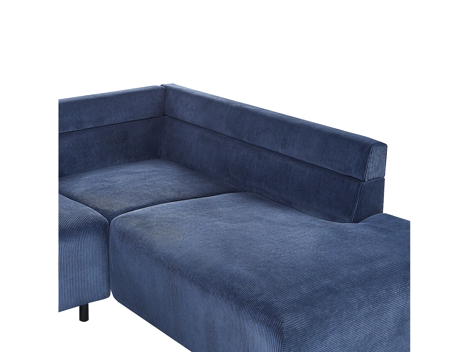 Canapé d'Angle à droite Moderne en Velours Côtelé Coussins en Tissu Pieds en Métal Bleu Lunner