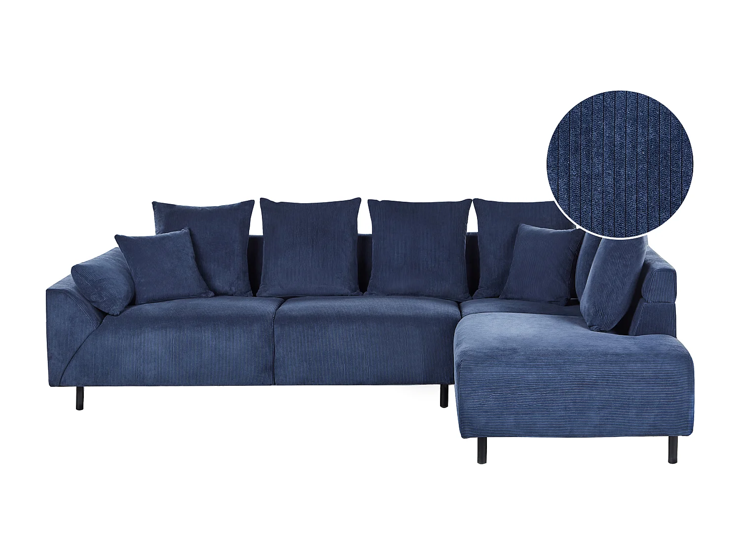 Ecksofa LUNNER Cord Dunkelblau 4-Sitzer linksseitig