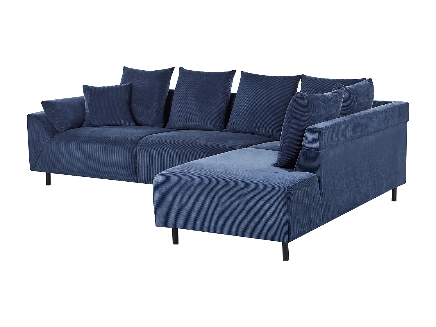 Ecksofa LUNNER Cord Dunkelblau 4-Sitzer linksseitig