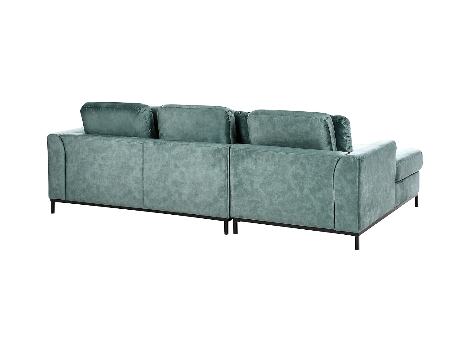 Canapé d'Angle à gauche avec Ottoman Moderne en Velours Forme en L Hydrofuge Pieds en Acier Bleu Sarcelle Oslo