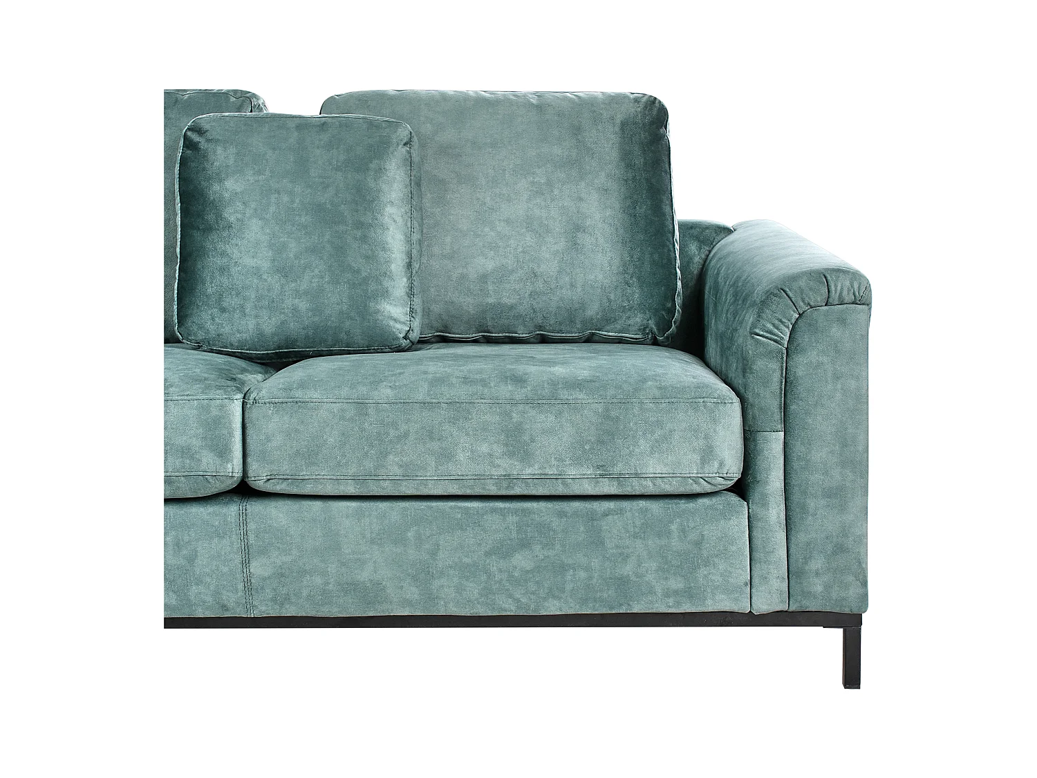 Canapé d'Angle à gauche avec Ottoman Moderne en Velours Forme en L Hydrofuge Pieds en Acier Bleu Sarcelle Oslo