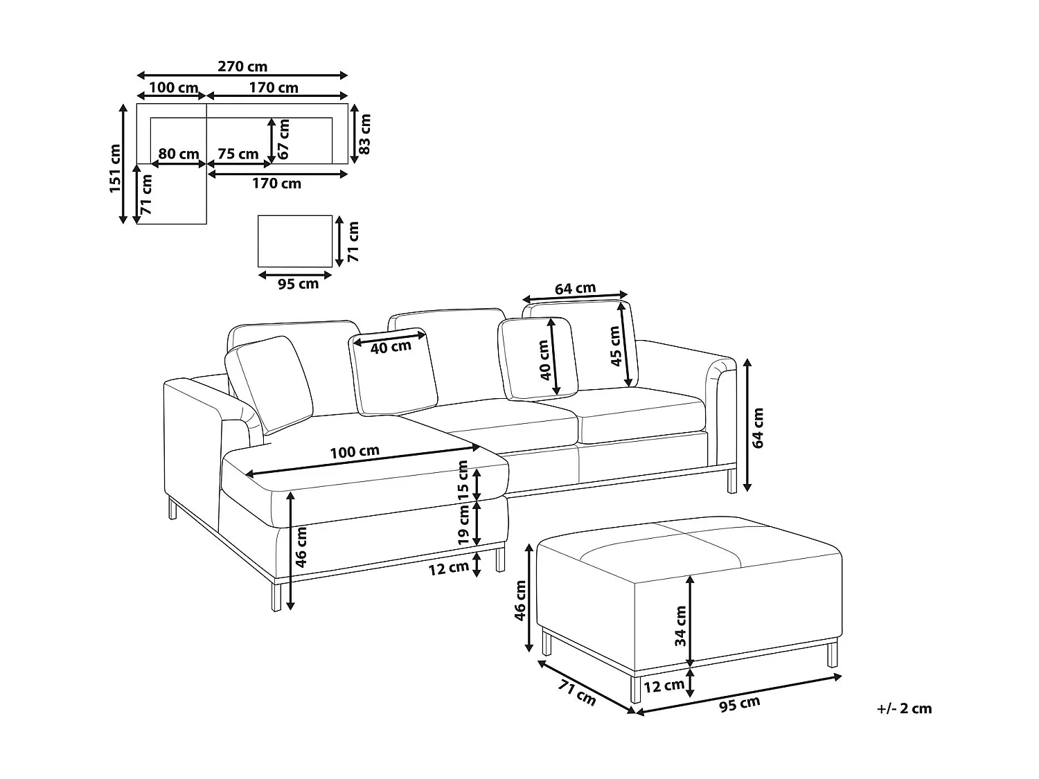 Canapé d'Angle à gauche avec Ottoman Moderne en Velours Forme en L Hydrofuge Pieds en Acier Bleu Sarcelle Oslo