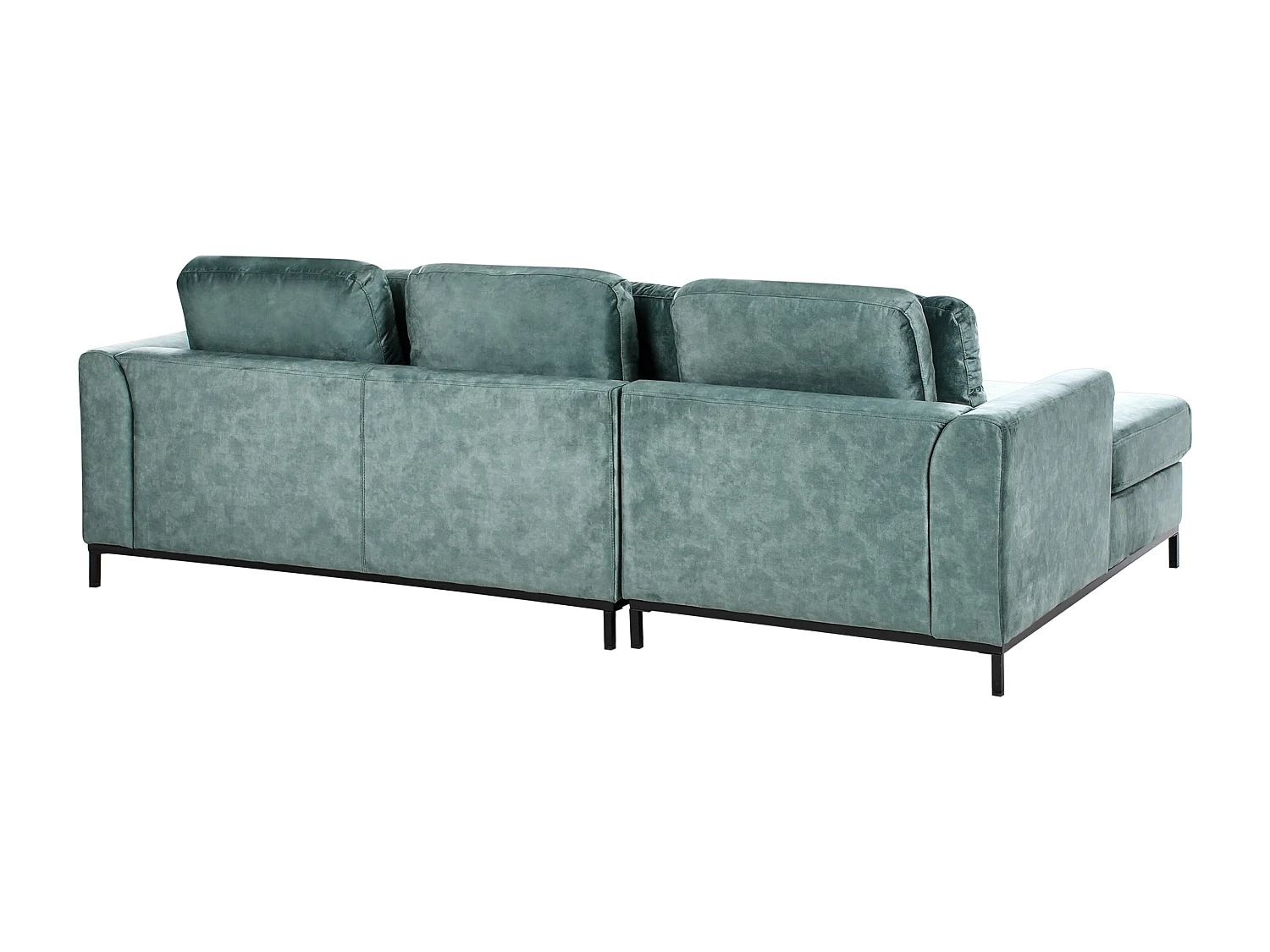 Canapé d'Angle à gauche avec Ottoman Moderne en Velours Forme en L Hydrofuge Pieds en Acier Bleu Sarcelle Oslo