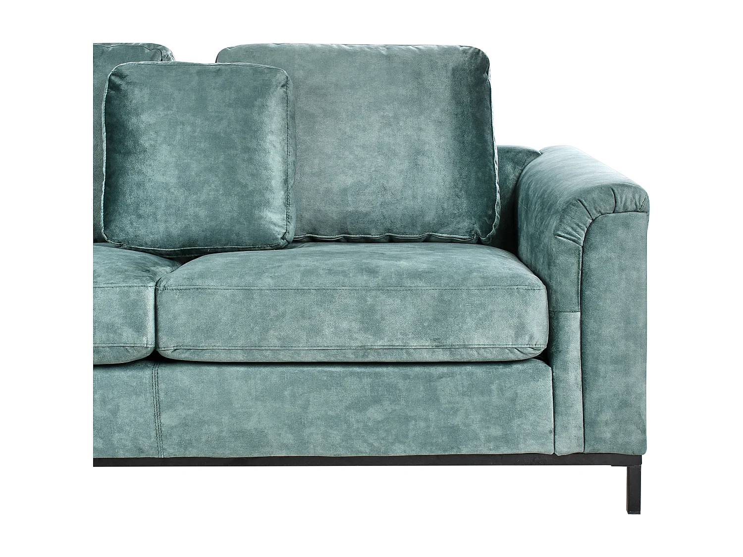 Canapé d'Angle à gauche avec Ottoman Moderne en Velours Forme en L Hydrofuge Pieds en Acier Bleu Sarcelle Oslo