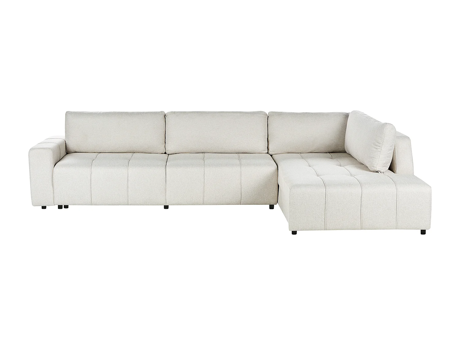 Canapé-lit d'angle 4 places INNVIK Tissu Beige clair avec rangement Côté droite