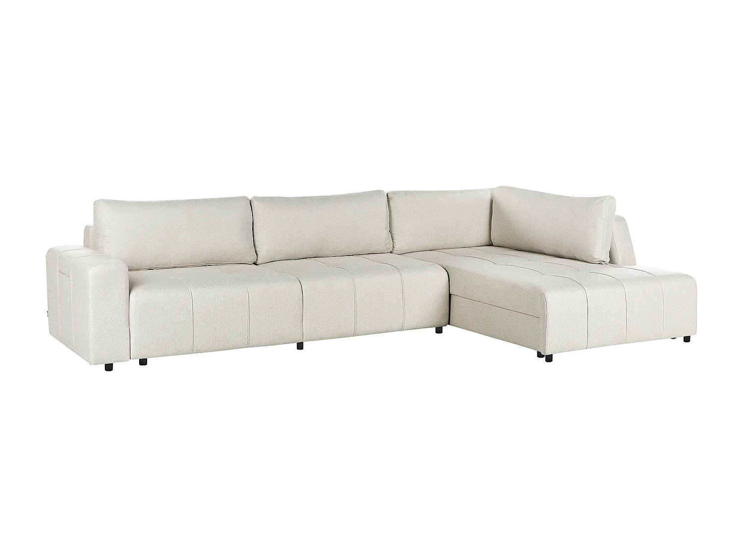 Canapé-lit d'angle 4 places INNVIK Tissu Beige clair avec rangement Côté droite