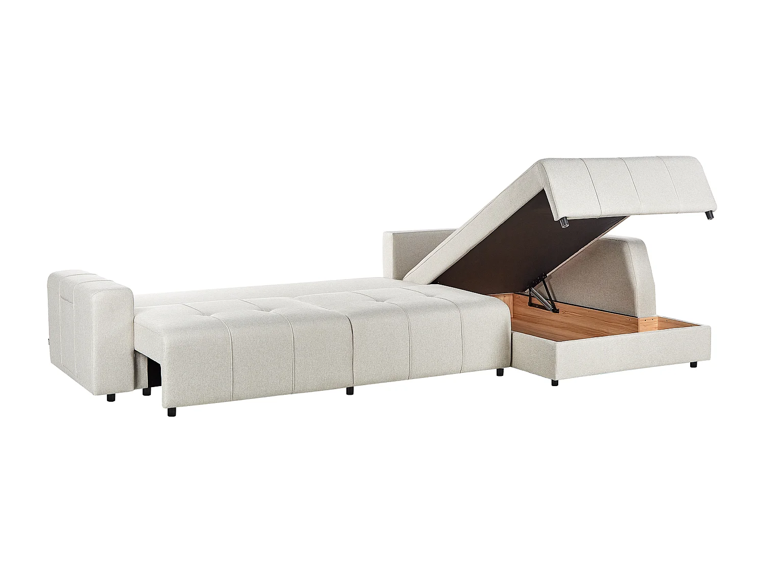 Divano letto angolare INNVIK Tessuto Beige chiaro con contenitore 4 posti Lato Sinistro