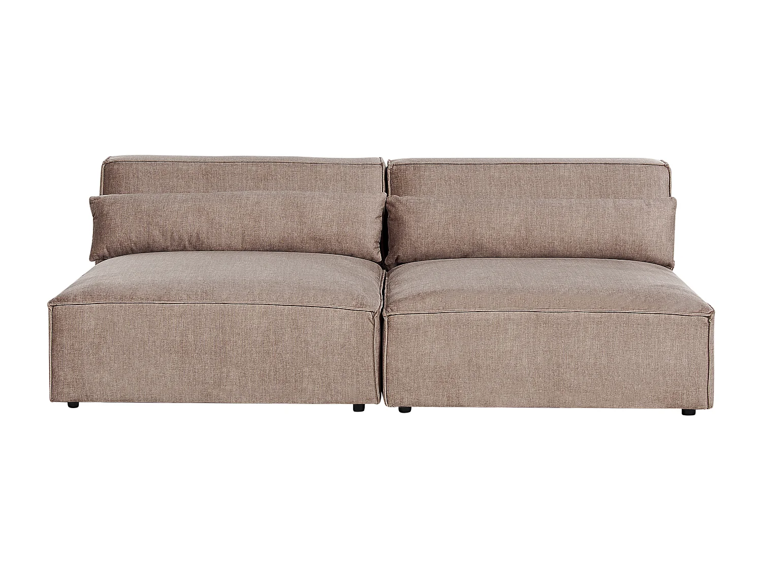 Modul 2-Sitzer Sofa ohne Armlehnen Stoff braun mit 2 Dekokissen Skandi Hellnar