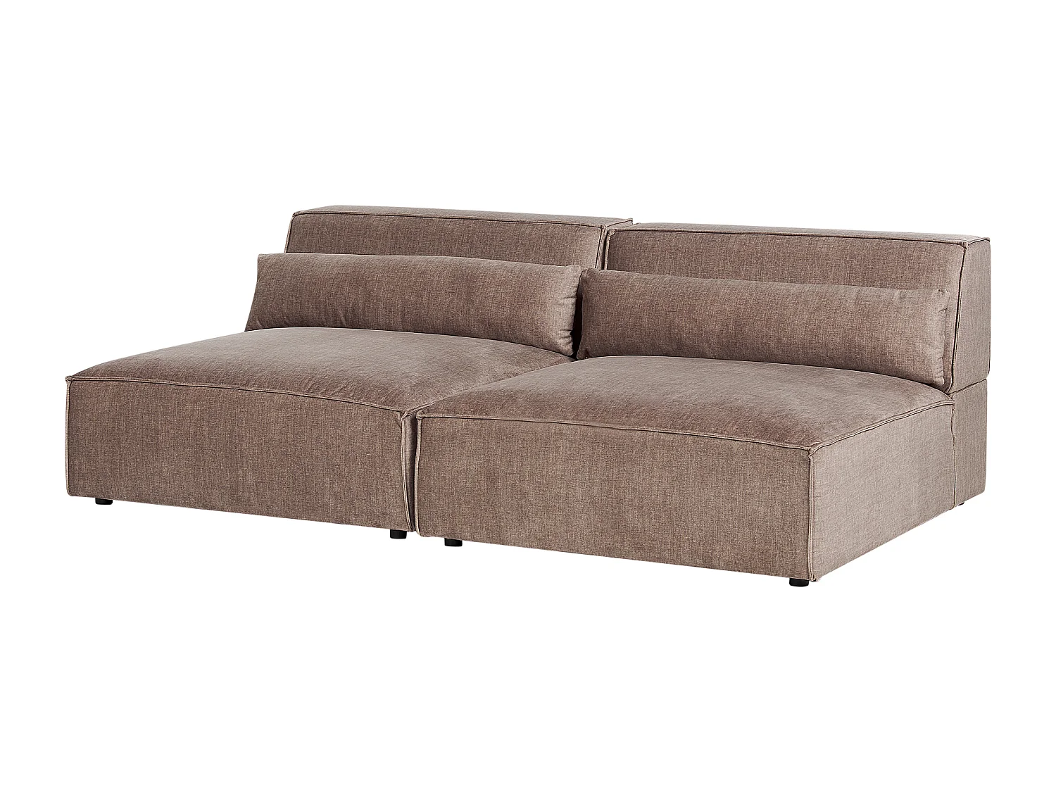 Modul 2-Sitzer Sofa ohne Armlehnen Stoff braun mit 2 Dekokissen Skandi Hellnar