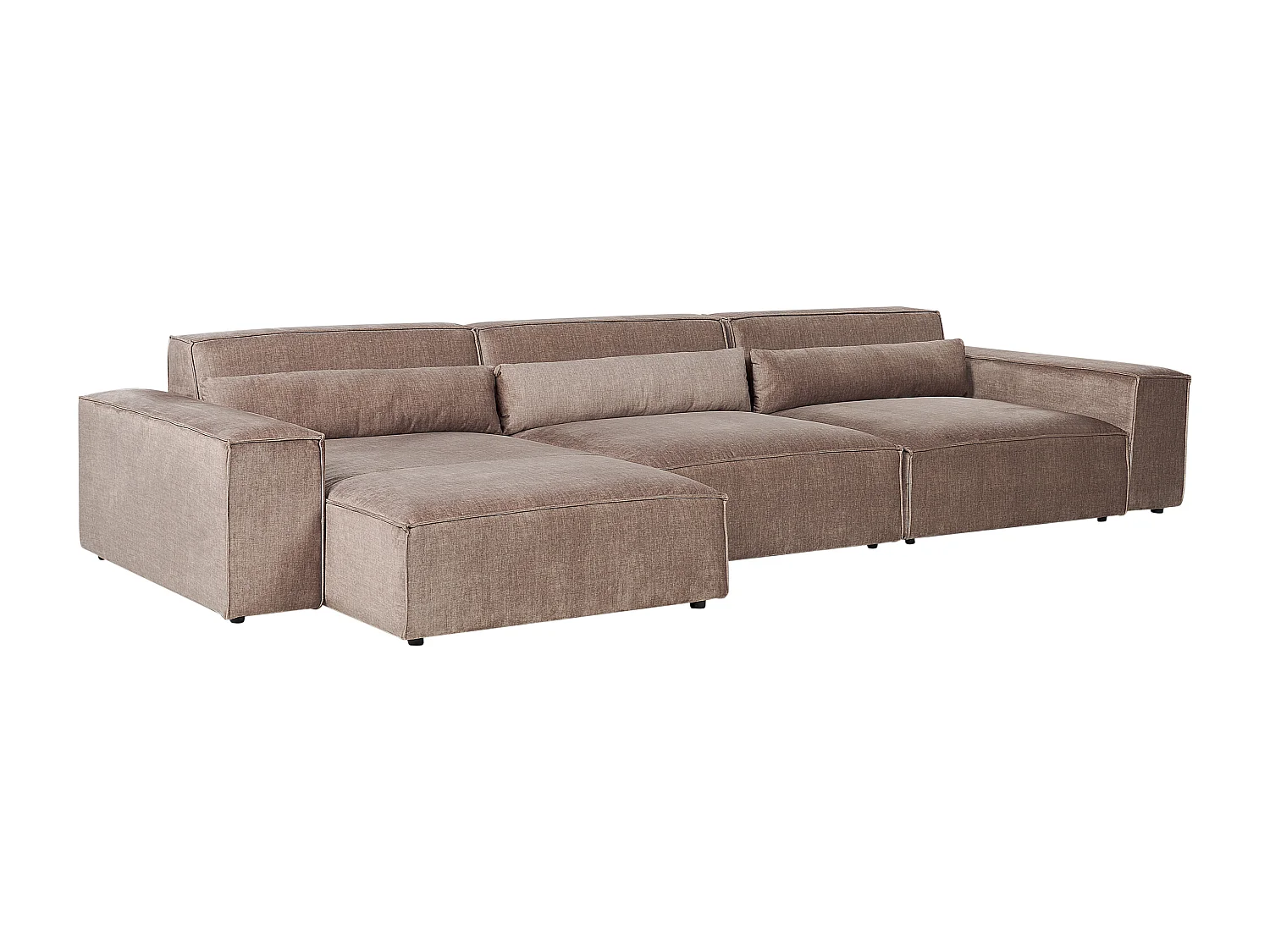 Modulaire hoekbank HELLNAR Stof Lichtbruin 3-zitter Rechterzijde