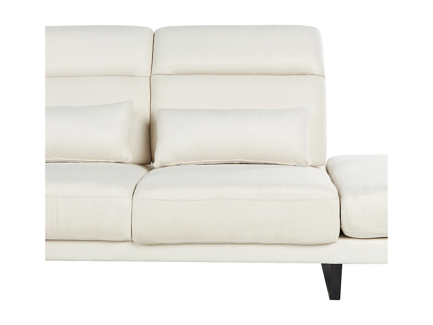 Canapé d'Angle à gauche Rembourré Meuble de Salon Pieds en Acier Accoudoirs et Dossier Réglables en Polyester Blanc Cassé Ikast