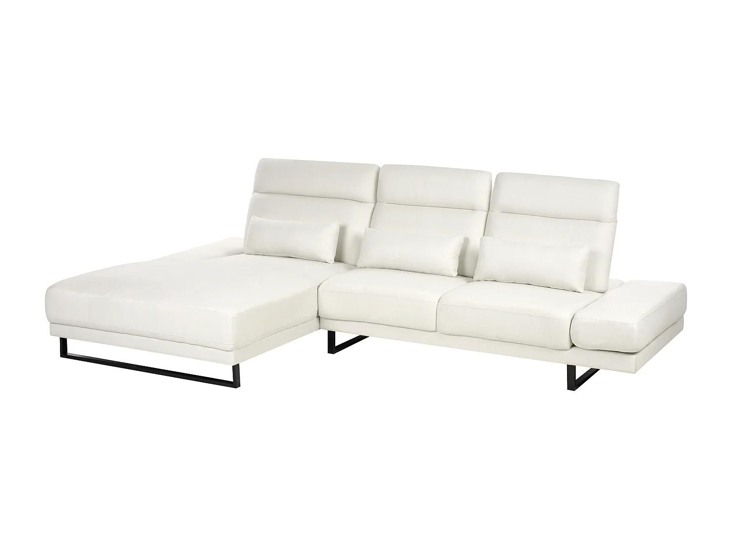 Canapé d'angle IKAST Tissu Blanc cassé 4 places Côté droit