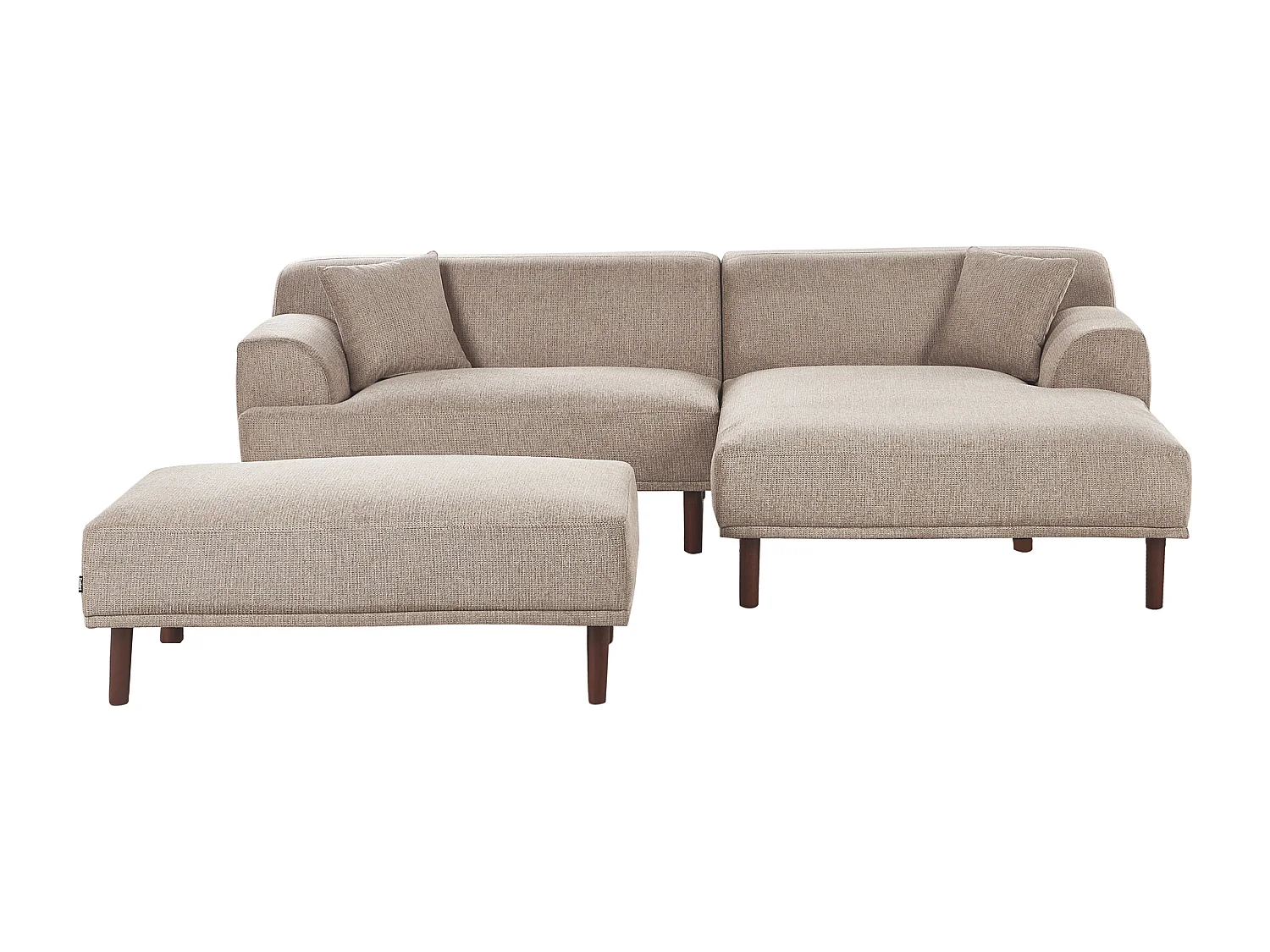 Canapé d'Angle à Gauche Minimaliste avec Ottoman Pouf en Tissu Taupe Holt