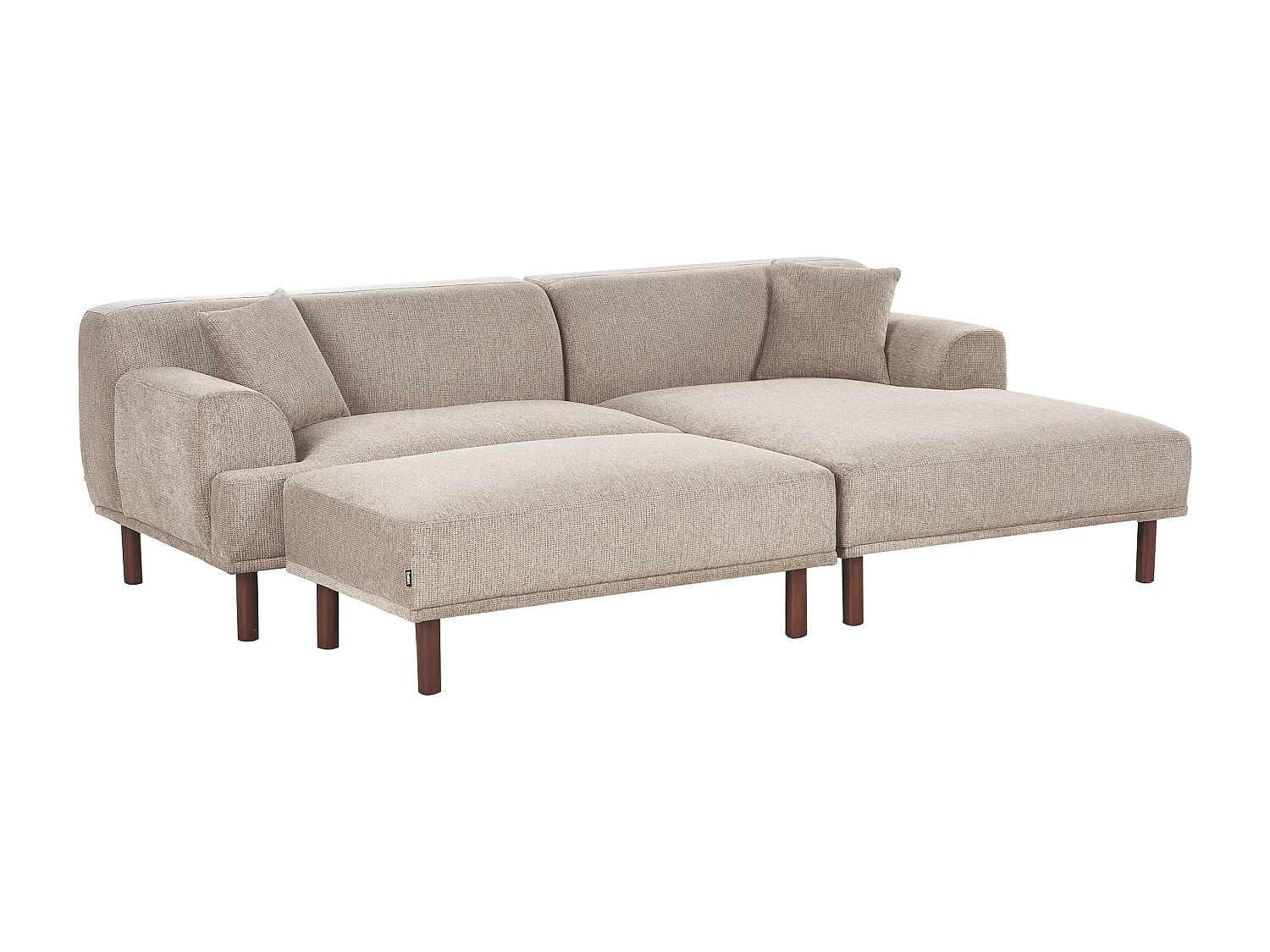 Canapé d'Angle à Gauche Minimaliste avec Ottoman Pouf en Tissu Taupe Holt