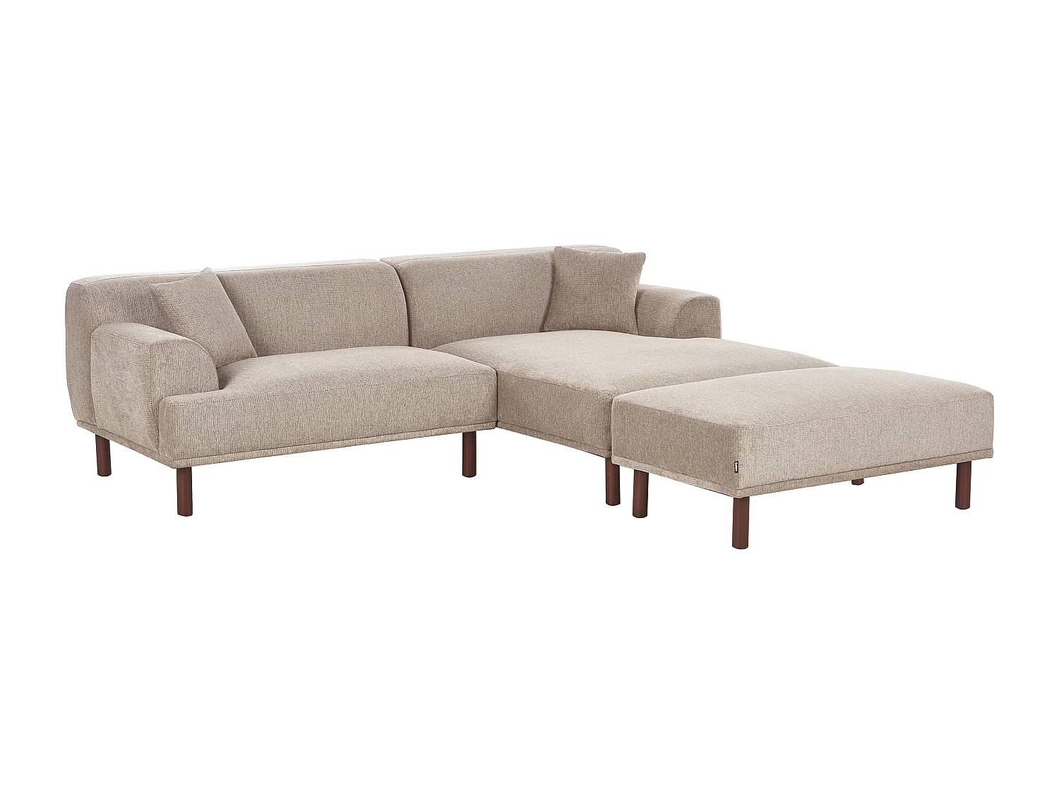 Canapé d'Angle à Gauche Minimaliste avec Ottoman Pouf en Tissu Taupe Holt