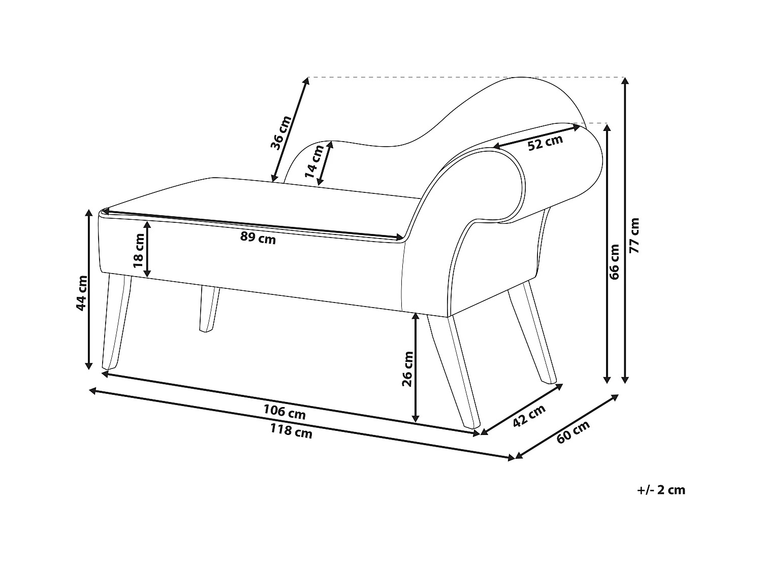 Rechtszijdige chaise longue BIARRITZ Stof Mosterdgeel