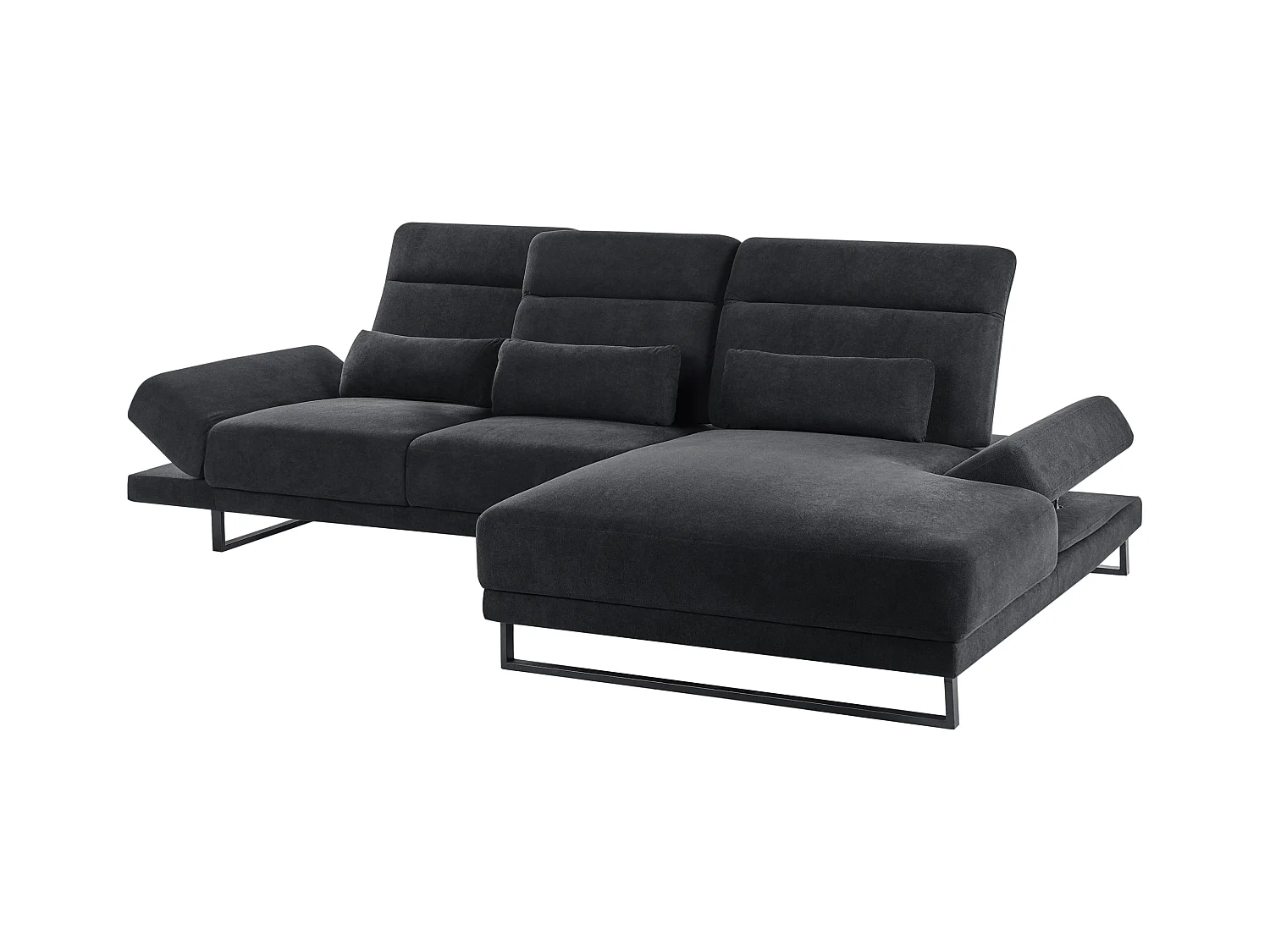 Sofá esquinero IKAST Tela Negro 4 plazas Izquierda