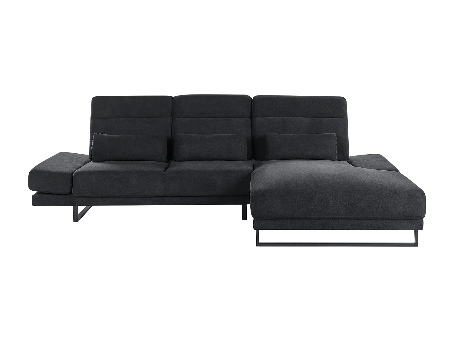 Ecksofa IKAST Stoff Schwarz 4-Sitzer linksseitig