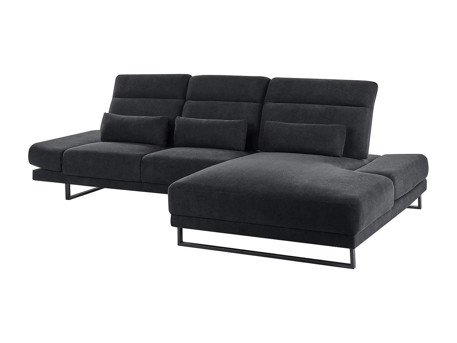 Ecksofa IKAST Stoff Schwarz 4-Sitzer linksseitig