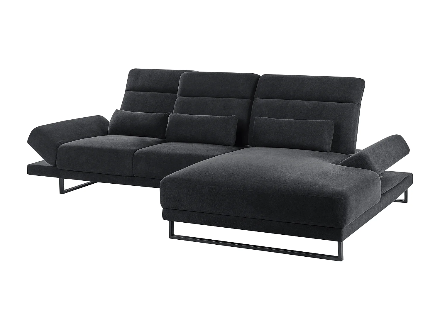 Ecksofa IKAST Stoff Schwarz 4-Sitzer linksseitig