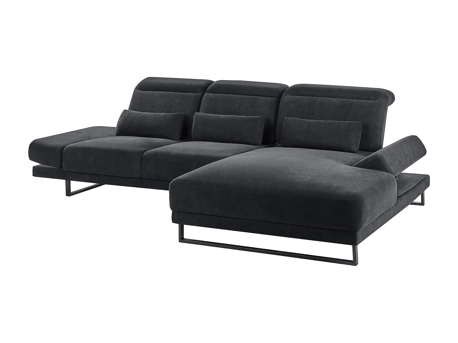 Ecksofa IKAST Stoff Schwarz 4-Sitzer linksseitig