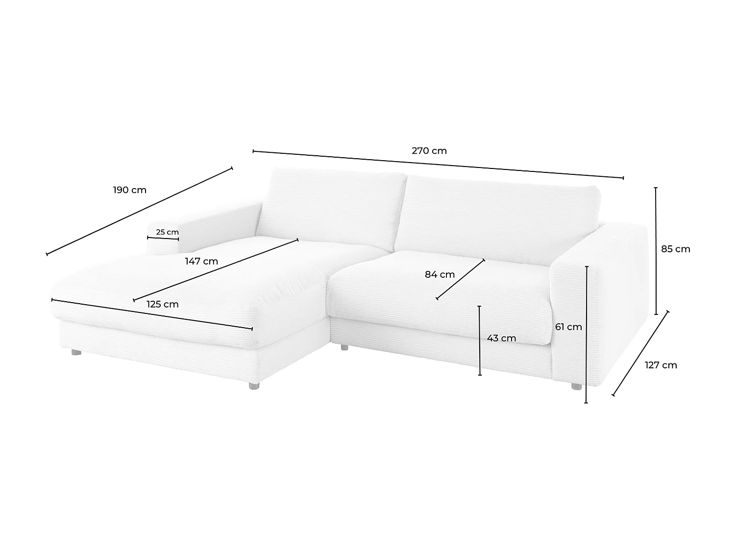 Ecksofa - Grün Cord - MADELINE
