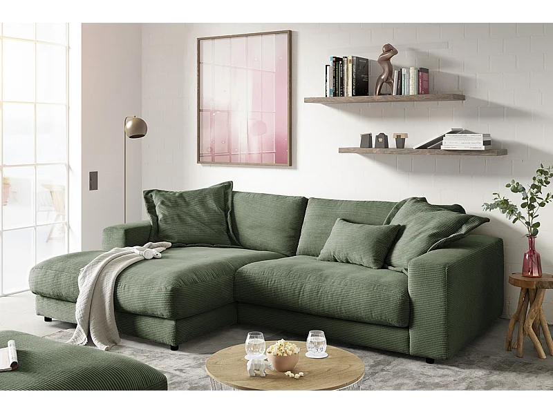 Ecksofa - Grün Cord - MADELINE