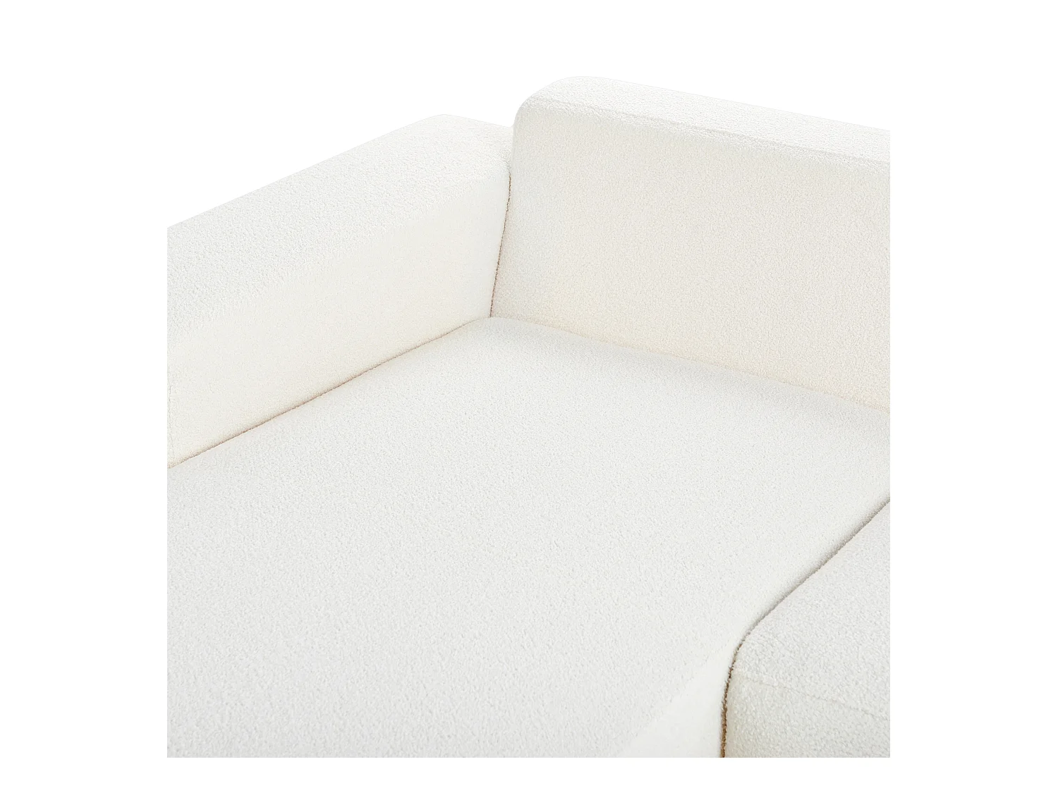 Divano angolare LUNGO Bouclé Bianco 4 posti Lato destro