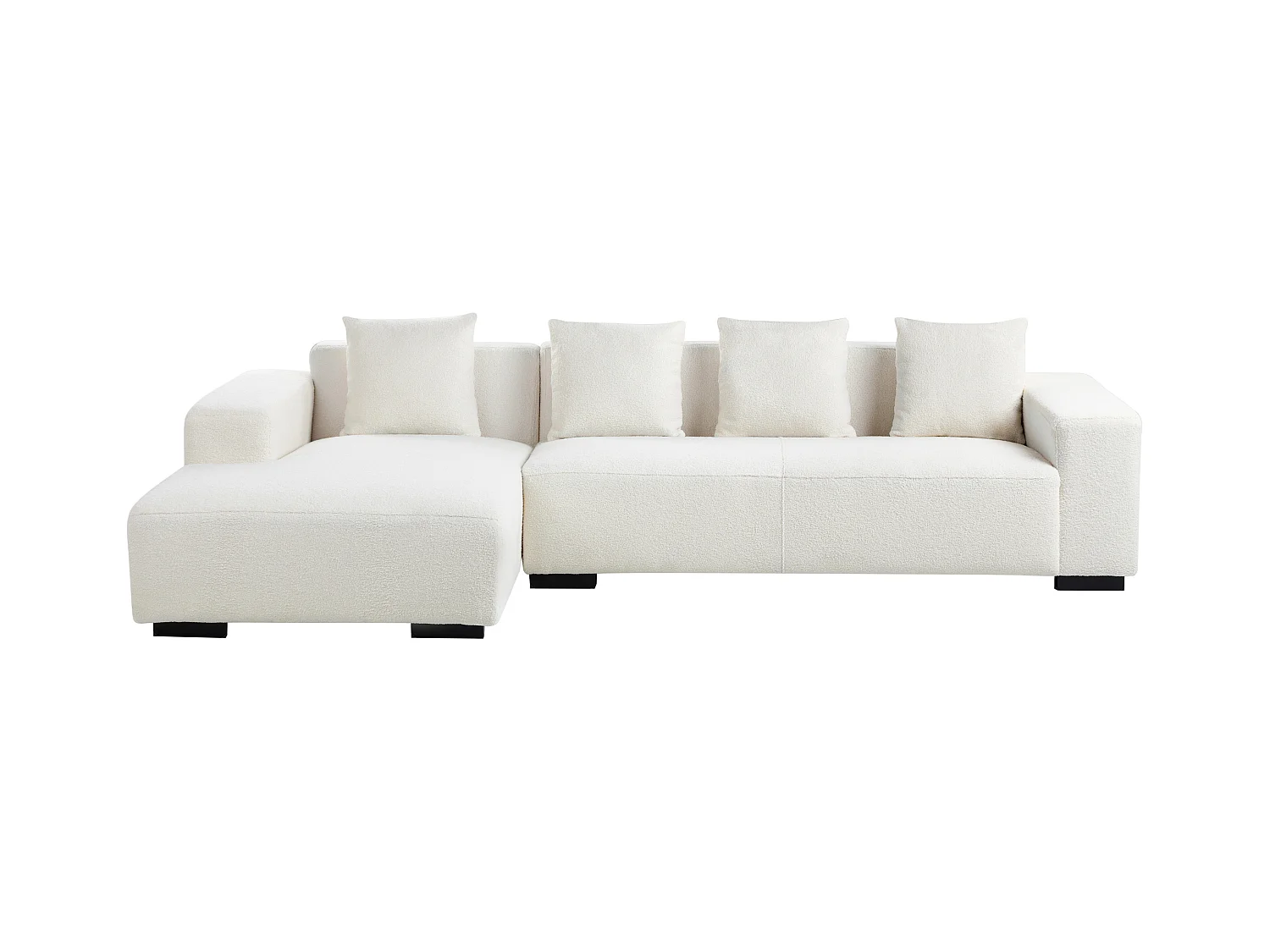 Divano angolare LUNGO Bouclé Bianco 4 posti Lato destro