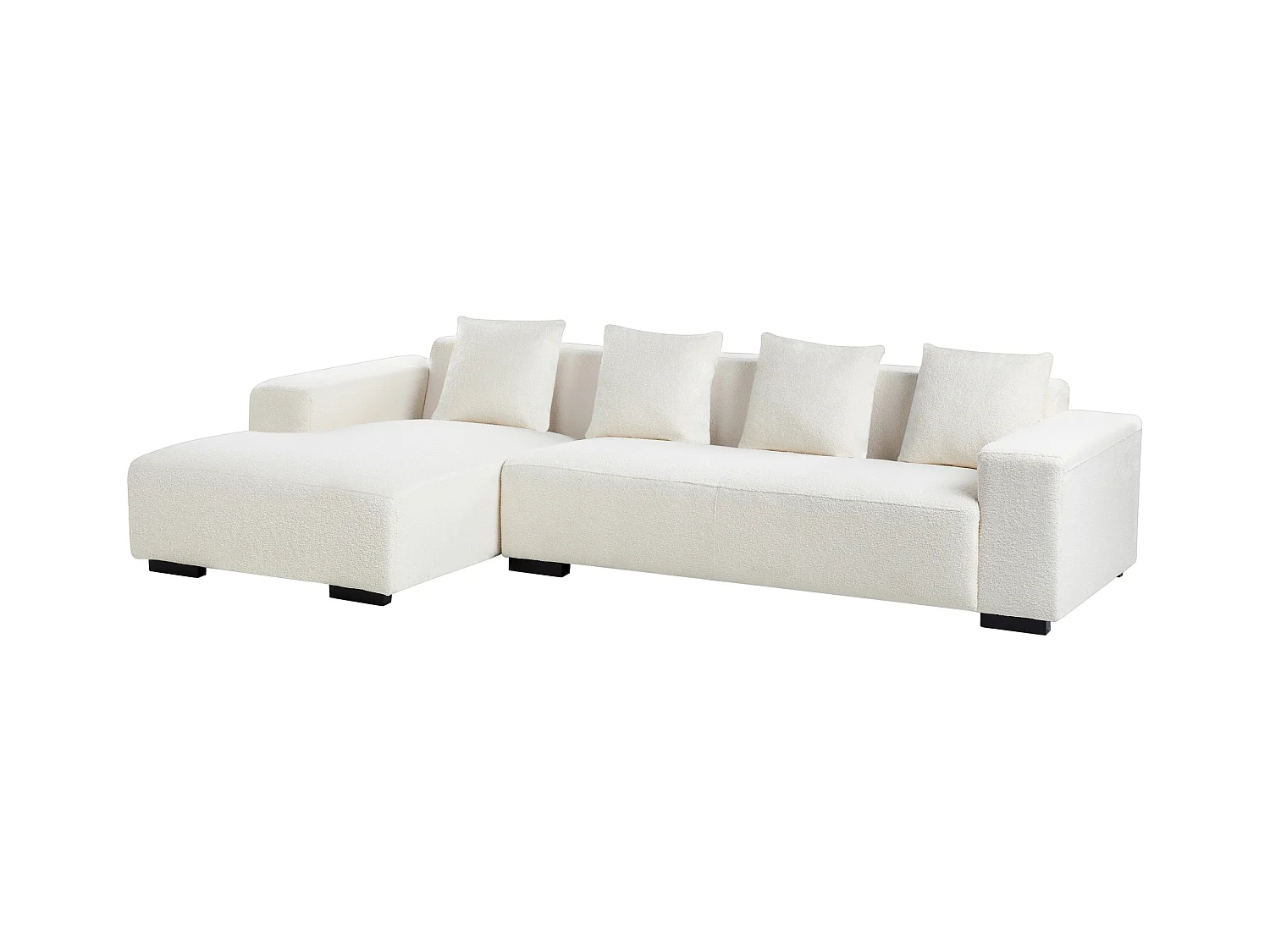 Divano angolare LUNGO Bouclé Bianco 4 posti Lato destro