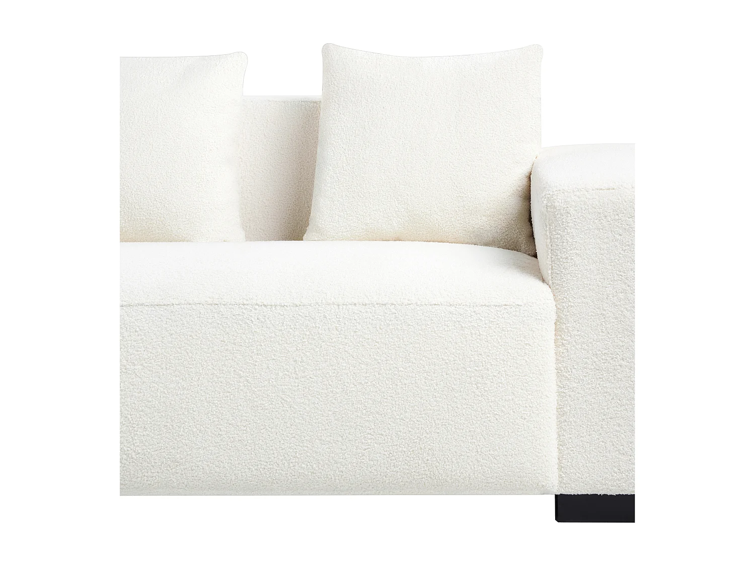 Canapé Angle à gauche 4 Places Forme de L avec Coussins Supplémentaires en Bouclé Blanc Lungo