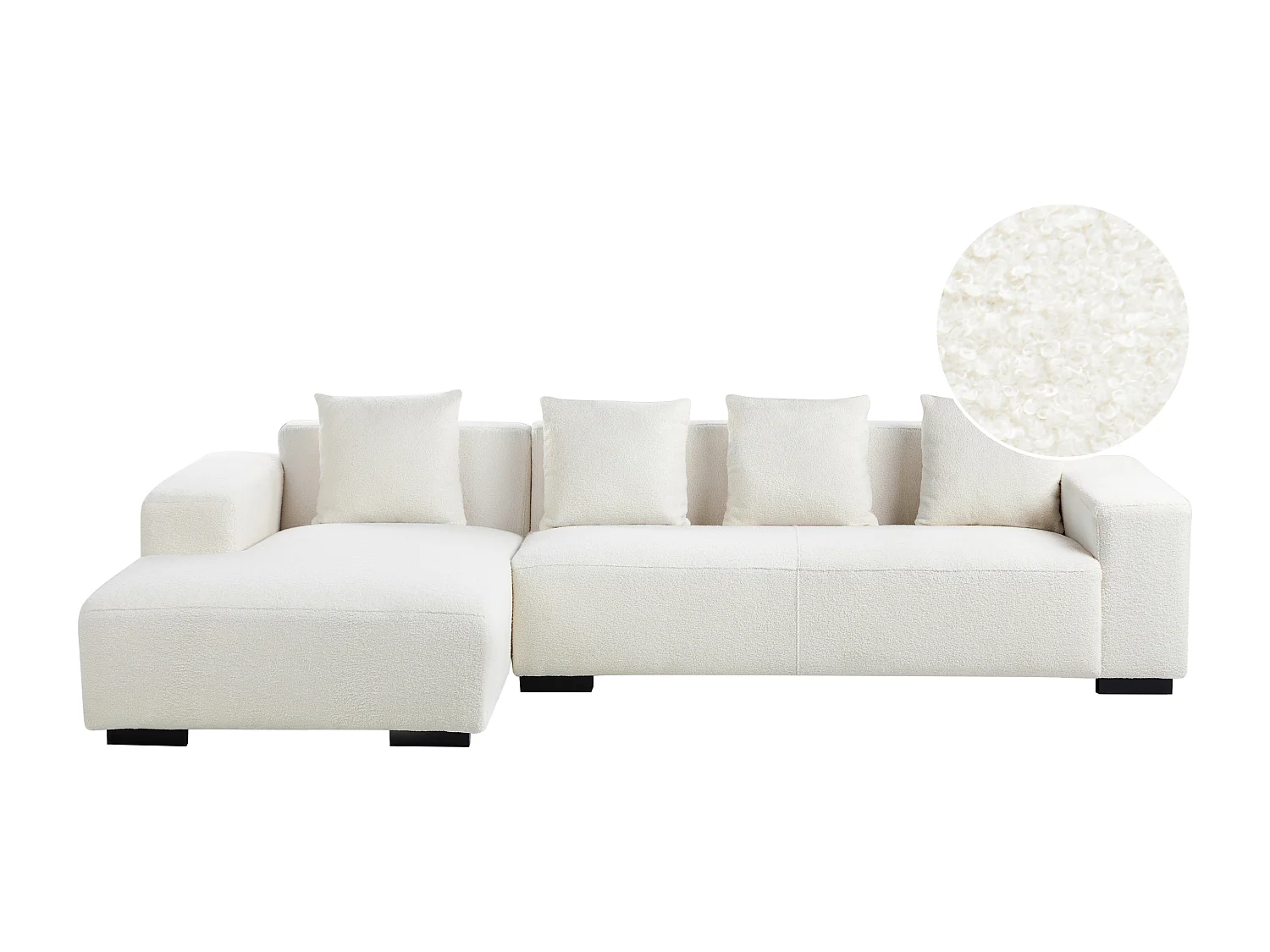 Sofá de canto LUNGO Bouclé Branco 4 lugares à direita