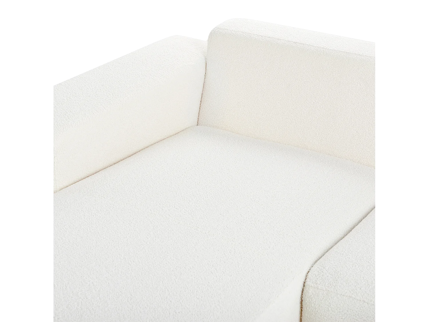 Sofá de canto LUNGO Bouclé Branco 4 lugares à direita