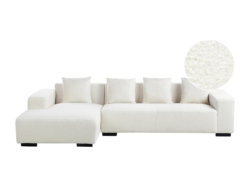 Divano angolare LUNGO Bouclé Bianco 4 posti Lato destro